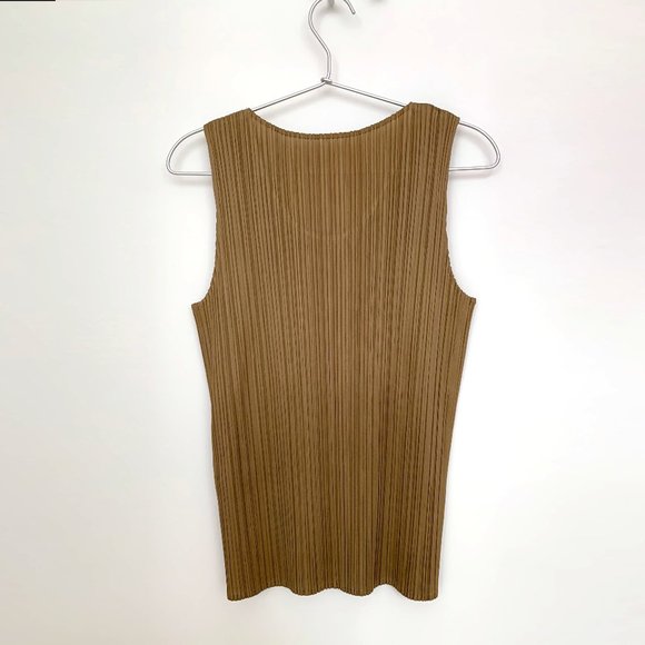 Issy Miyake Pleats Please Vintage Tank Top  - Tan/Caramel - Picture 2 of 5